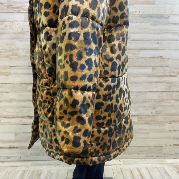 Zara Puffer Cheetah Animal Print Hooded Water Resistant Oversized Jacket Coat XS - Picture 11 of 17